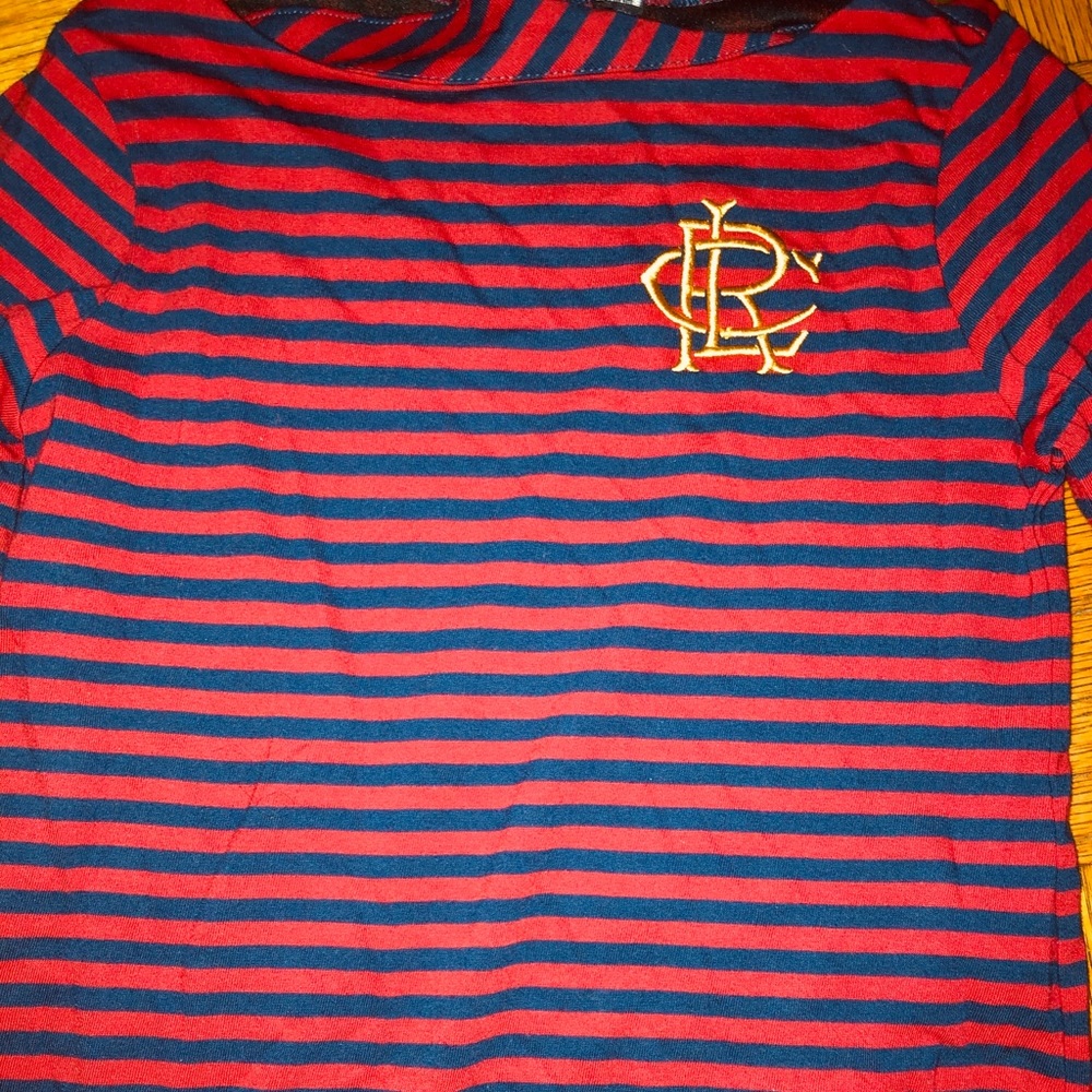 Blue and red striped kids polo dress